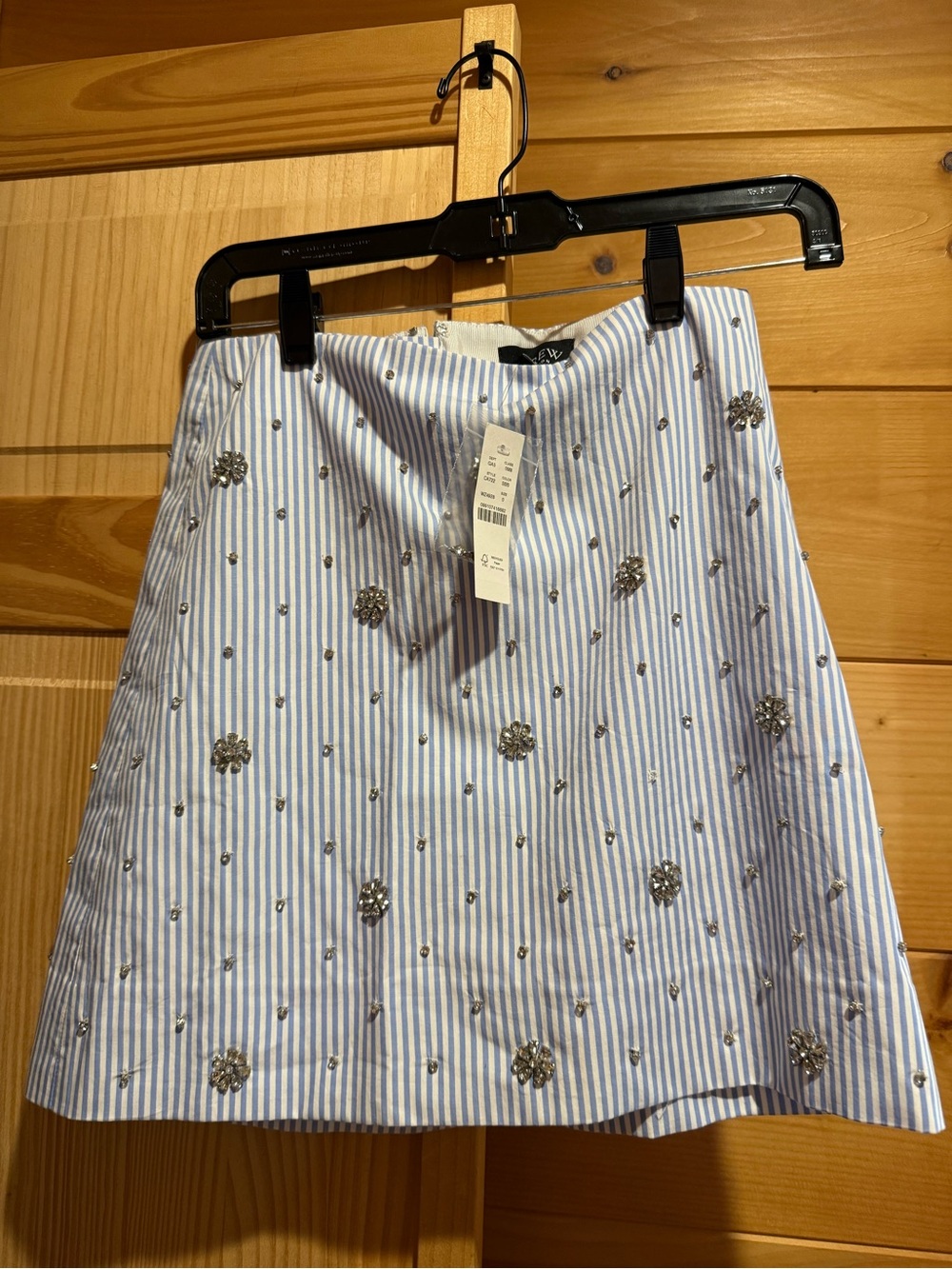 Embellished Blue & White Stripe Mini Skirt